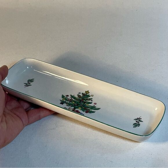Nikko Japan Christmas tree small rectangular relish candy dish - Picture 6 of 7